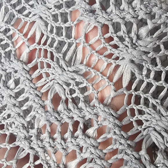 Express Crochet Vest Popover Womens XS Sleeveless Open Knit Sequin Sparkle Boxy - Picture 7 of 8